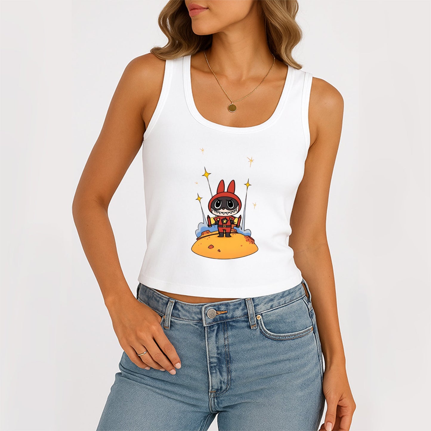 SUPER LABUBU THE MONSTROS FUBLEROS MANEVELESS COLLO CELLO TANTADOR CANTING Summer Slim lindo Tops para Labubu Lover