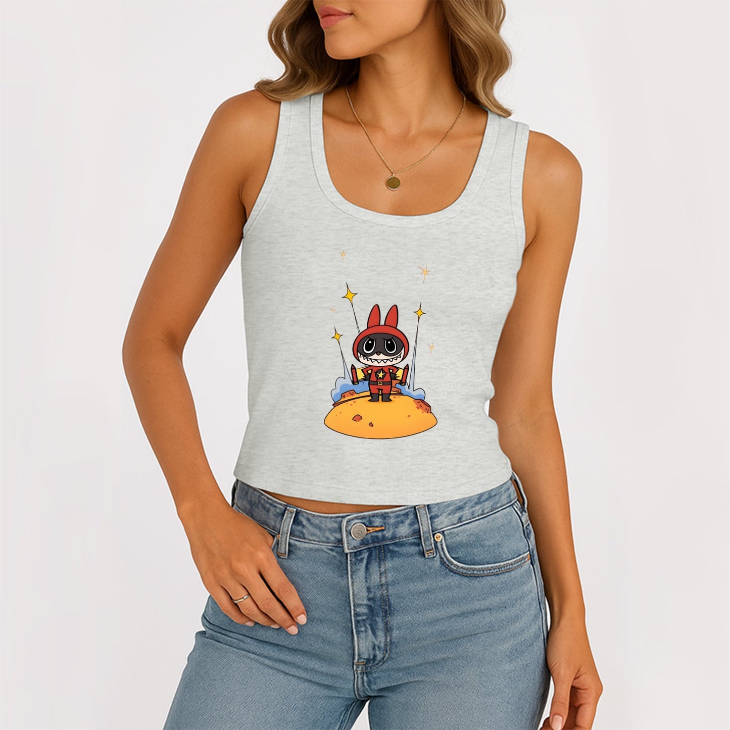SUPER LABUBU THE MONSTROS FUBLEROS MANEVELESS COLLO CELLO TANTADOR CANTING Summer Slim lindo Tops para Labubu Lover