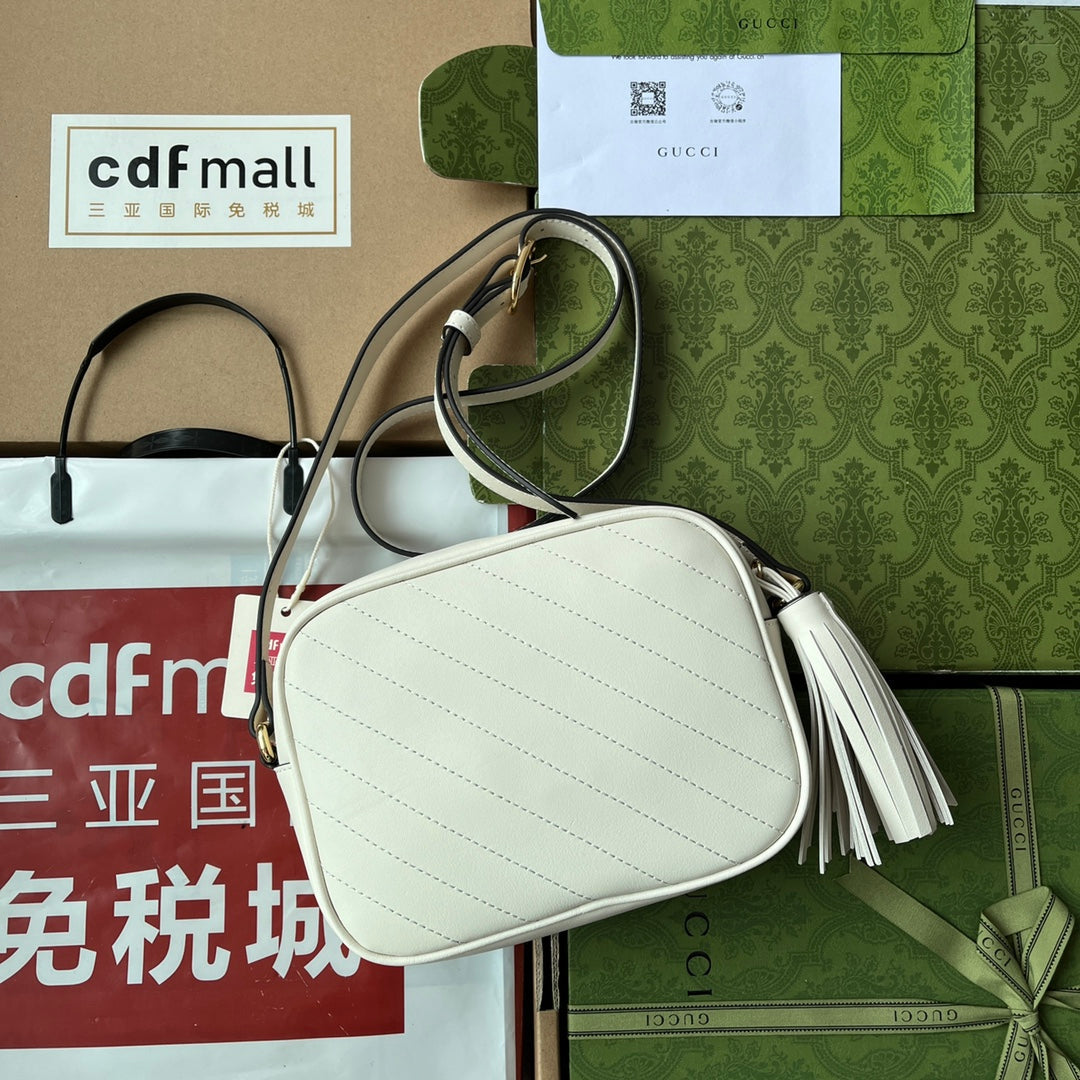 luxury Blondie Small Shoulder White Leather Bag - 21x15.5x5cm