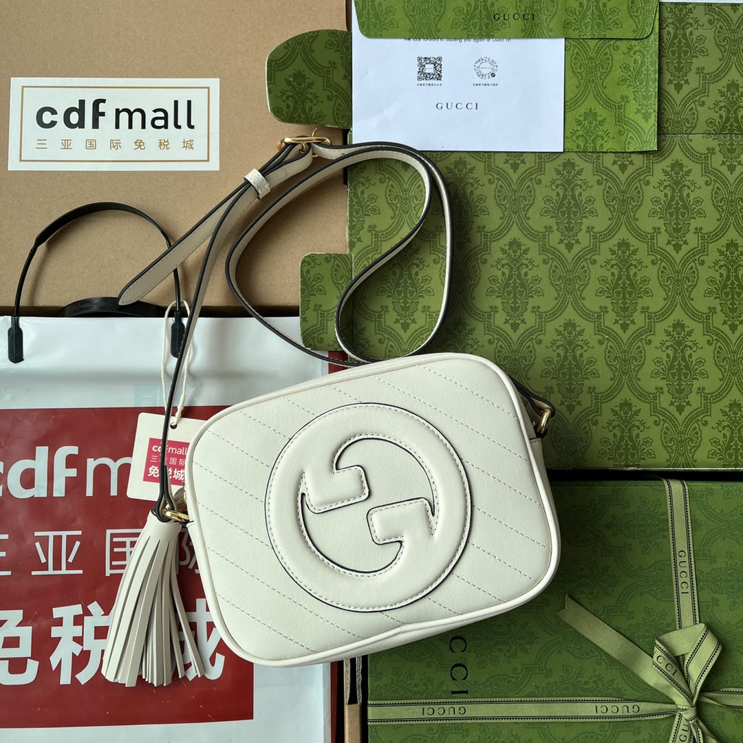 luxury Blondie Small Shoulder White Leather Bag - 21x15.5x5cm