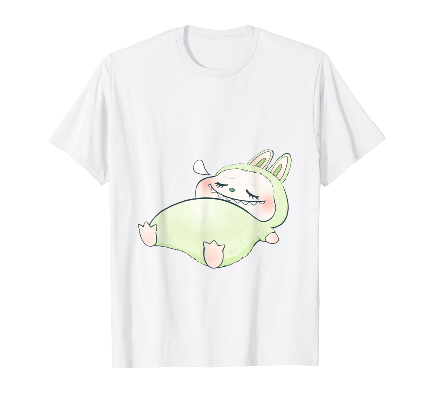 Funny Labubu the Monsters Crew Teck Camiseta de manga corta Regalo para Labubu Lover White