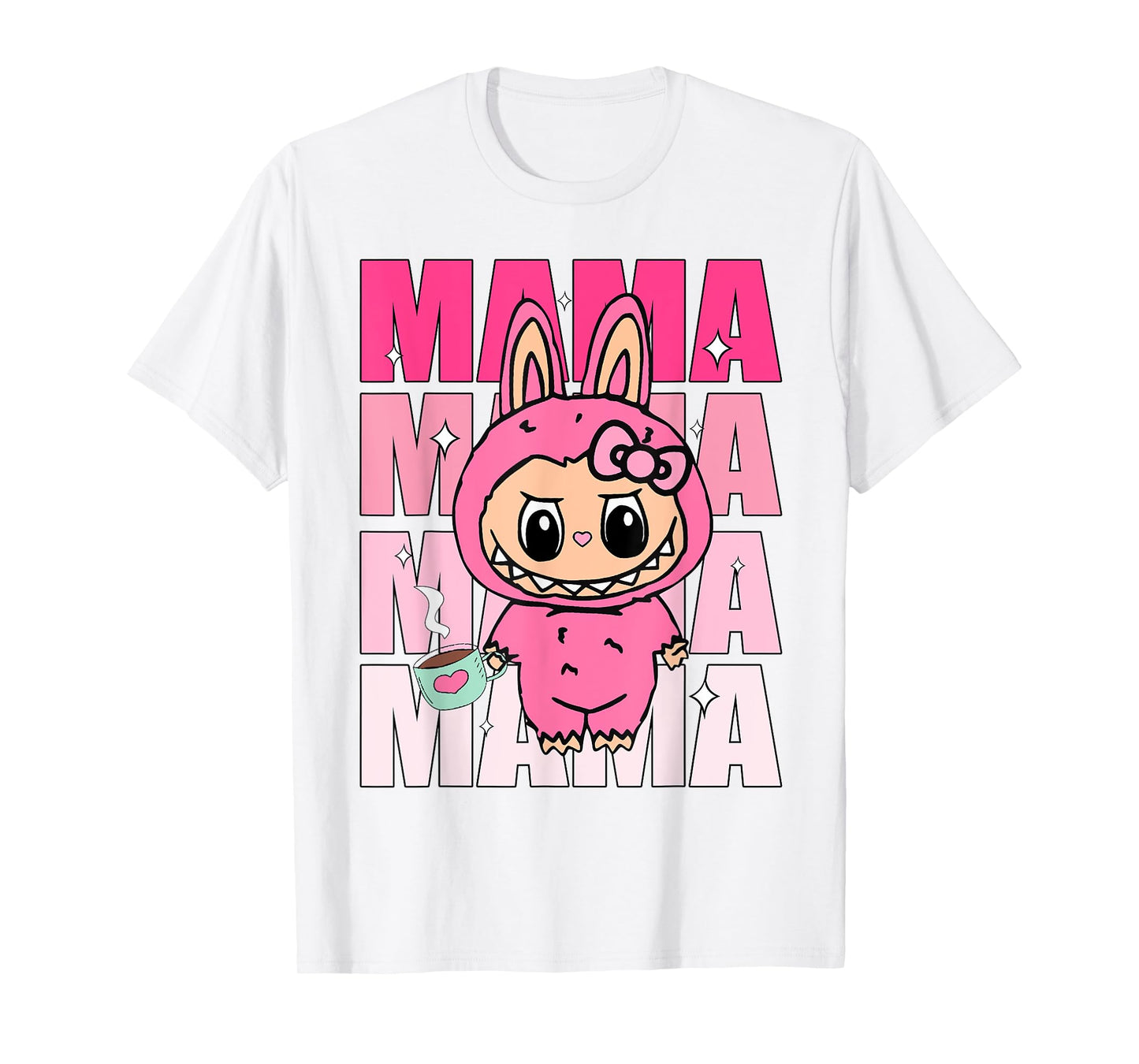 Funny Labubu the Monsters Crew Teck Camiseta de manga corta Regalo para Labubu Lover White