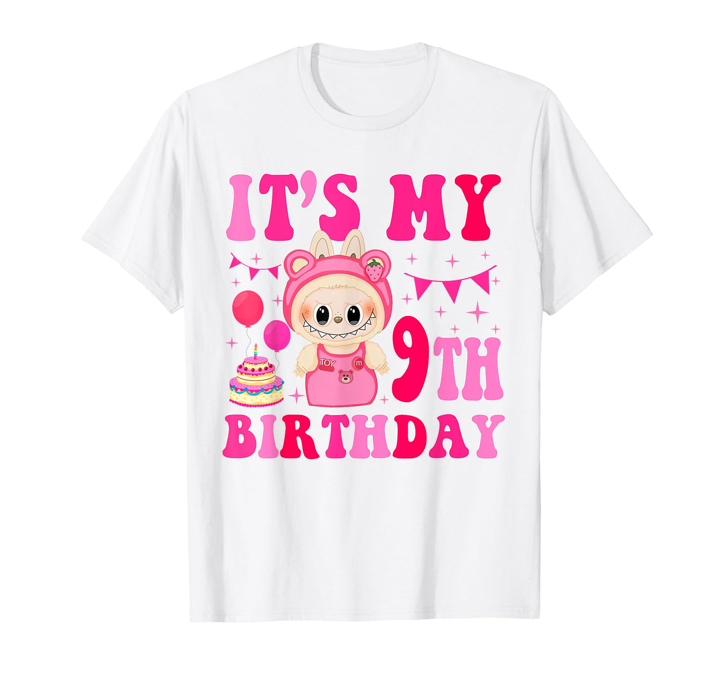 Funny Labubu the Monsters Crew Teck Camiseta de manga corta Regalo para Labubu Lover White