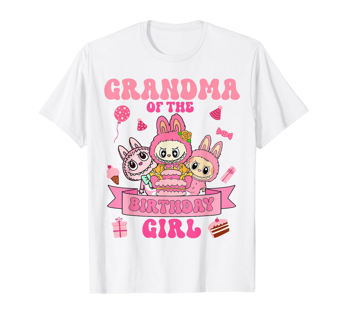 Funny Labubu the Monsters Crew Teck Camiseta de manga corta Regalo para Labubu Lover White
