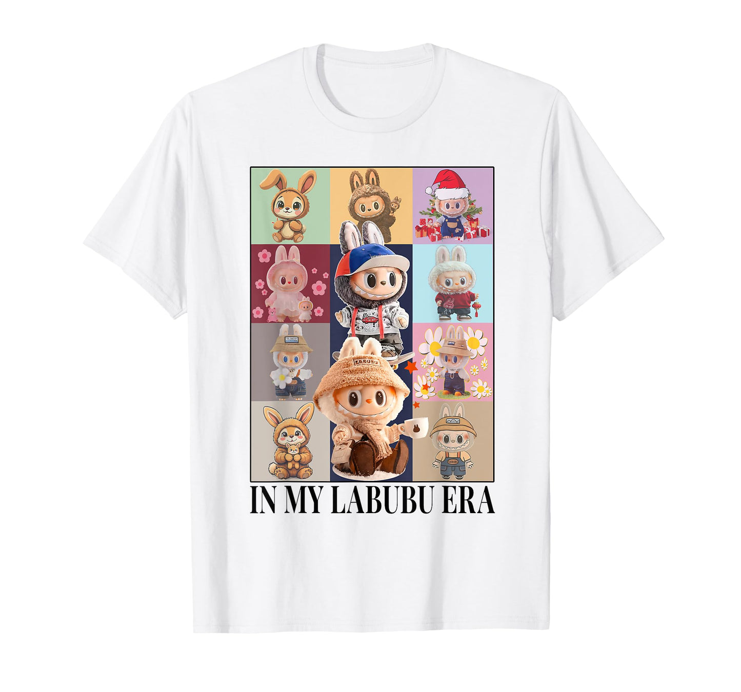 Cute Labubu Monsters Crew Neck Short Sleeve White T-Shirt Gift til hende