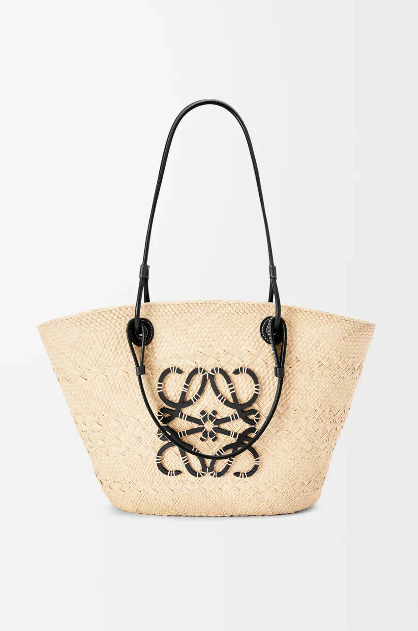 Luxurious Palm Leaf and Natural Tan Basket
