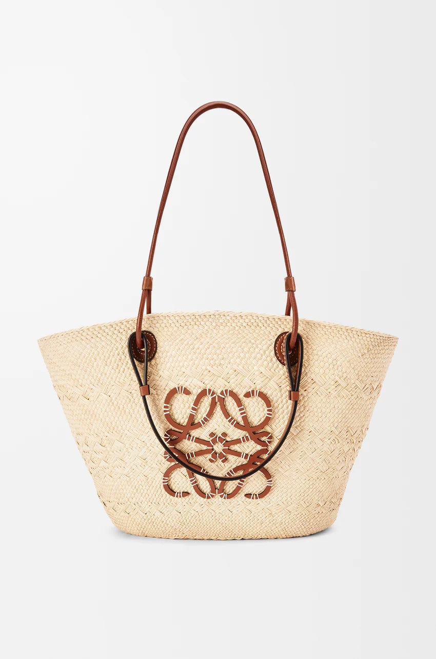 Luxurious Palm Leaf and Natural Tan Basket