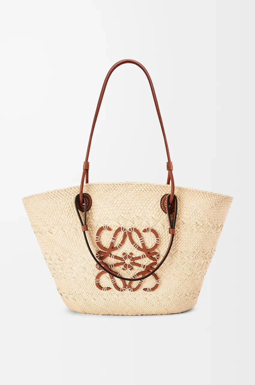 Luxurious Palm Leaf and Natural Tan Basket