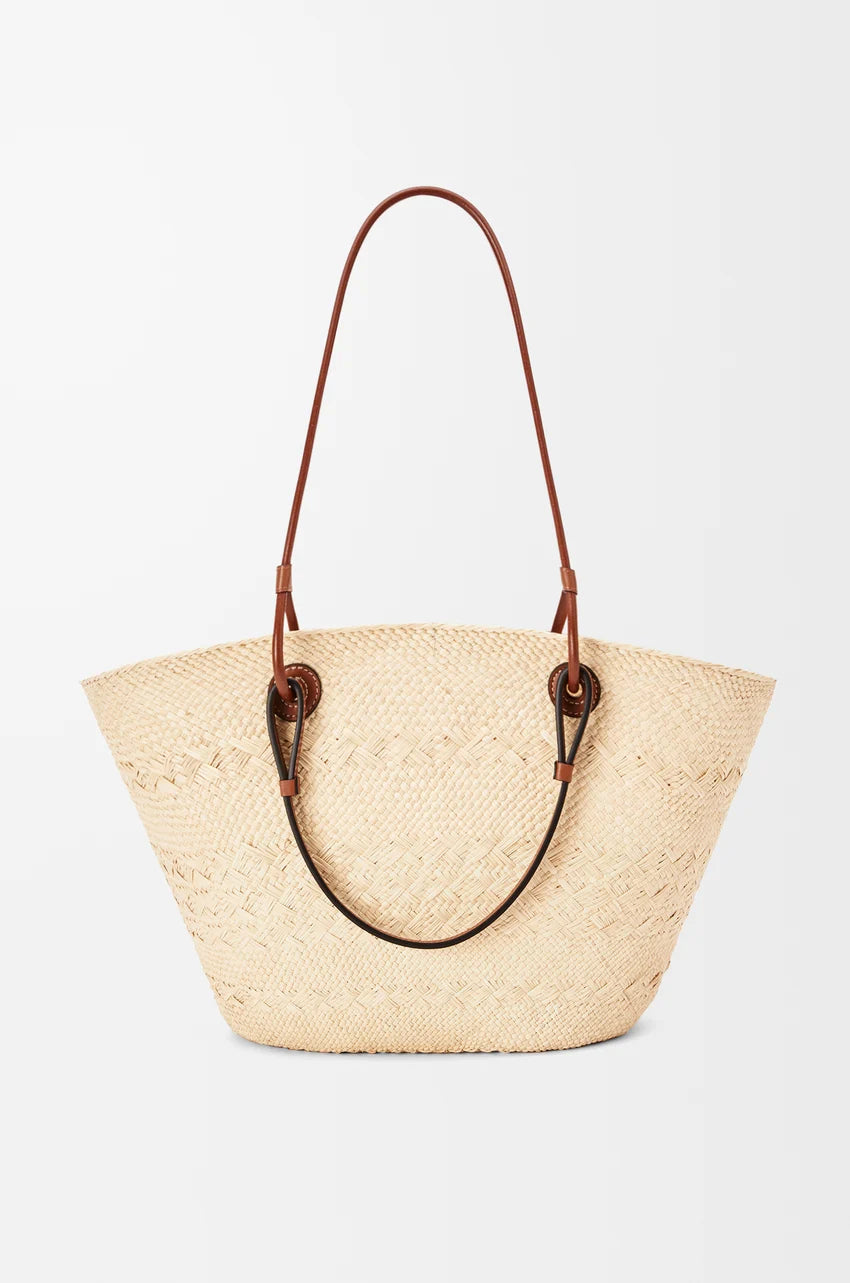 Luxurious Palm Leaf and Natural Tan Basket