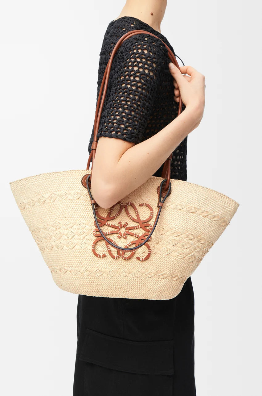Luxurious Palm Leaf and Natural Tan Basket