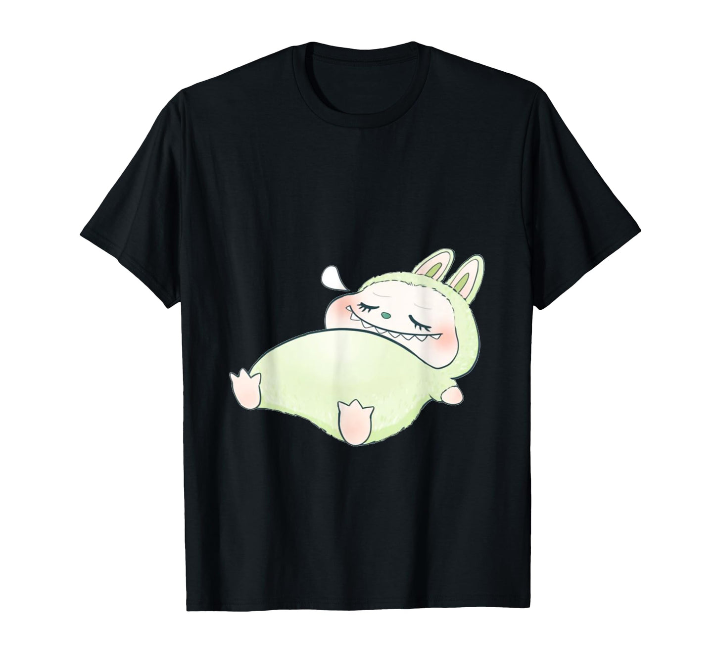 Cute Labubu Monsters Crew Neck Short Sleeve T-shirt gave til Labubu elsker sort