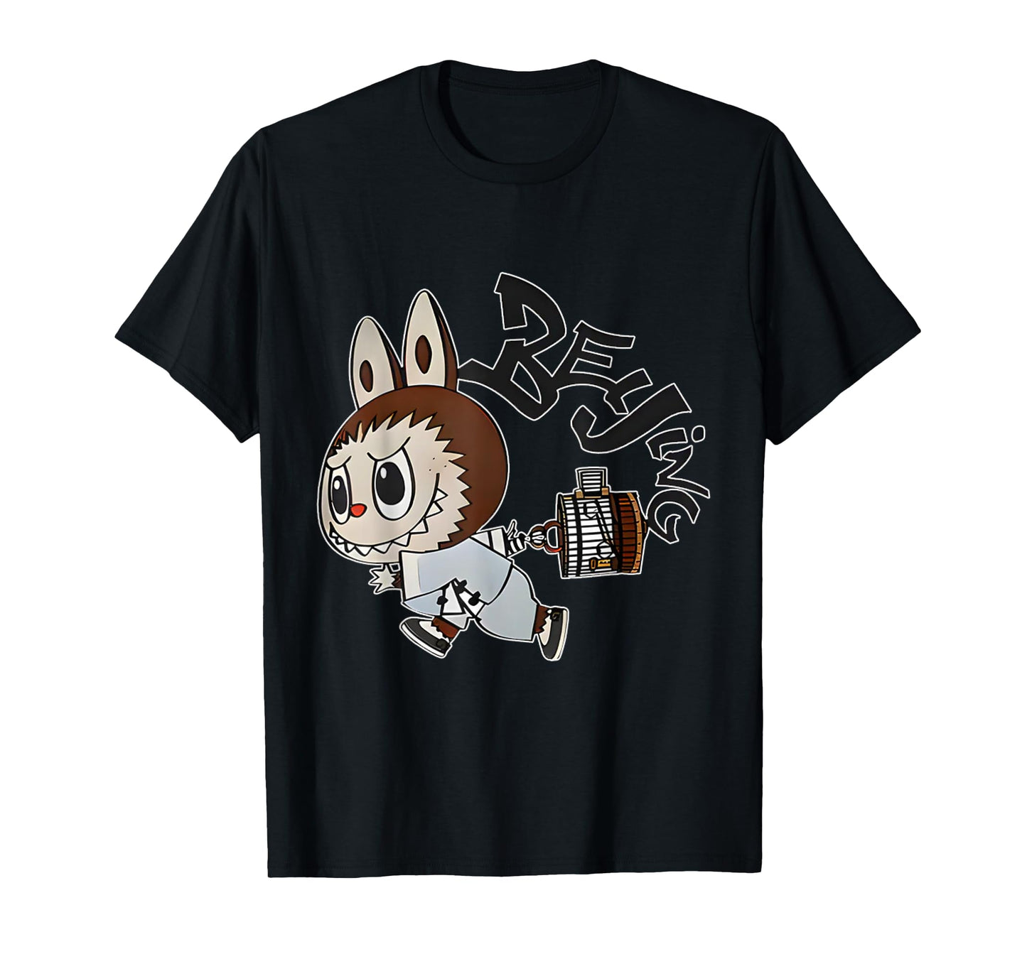 The Monsters Crew Neck Kurzarm T-Shirt Geschenk für Labubu-Liebhaber Schwarz