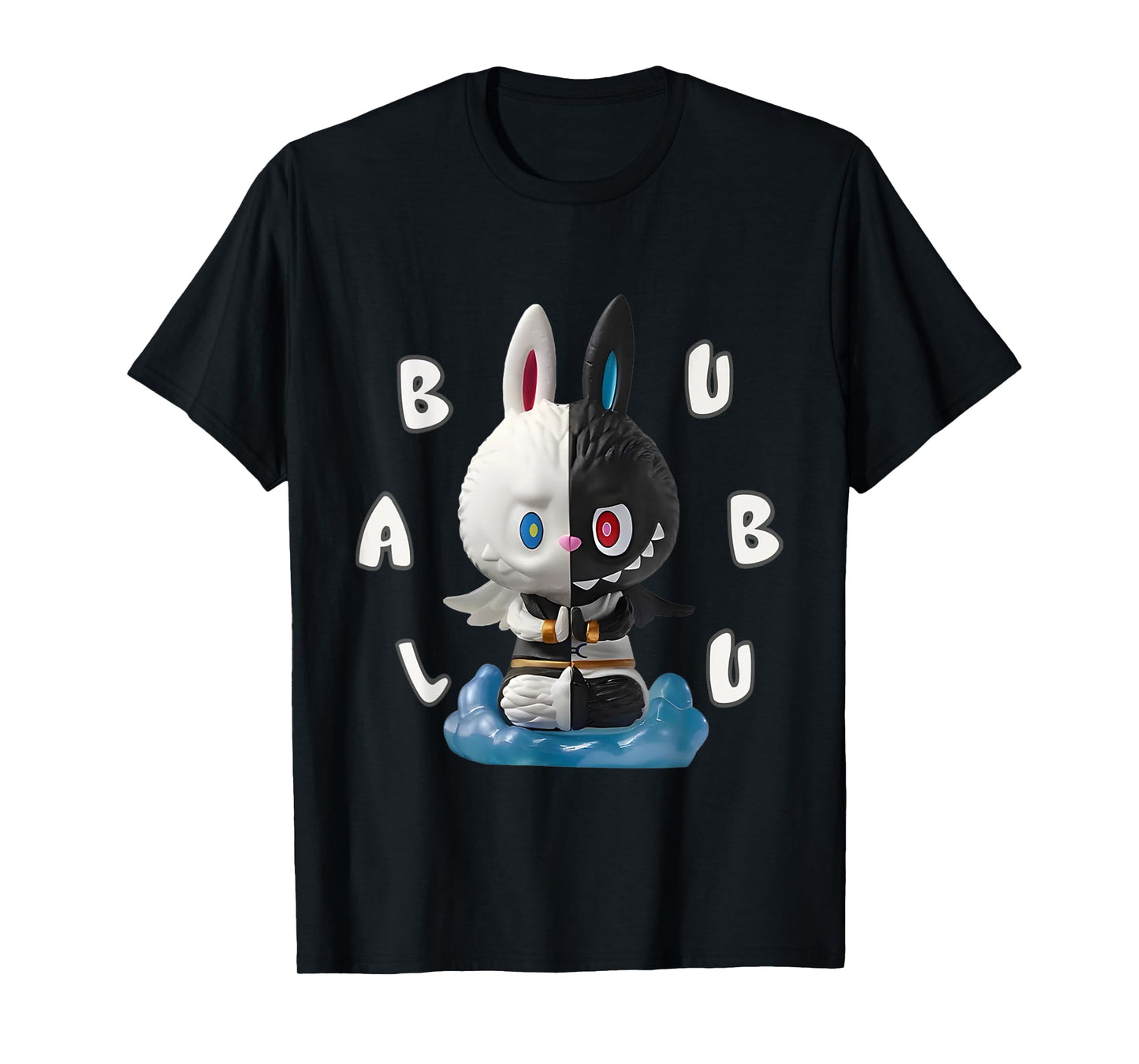 Śliczne labubu The Monsters Crew Szyja z krótkim rękawem Prezent dla dziewczyny czarny