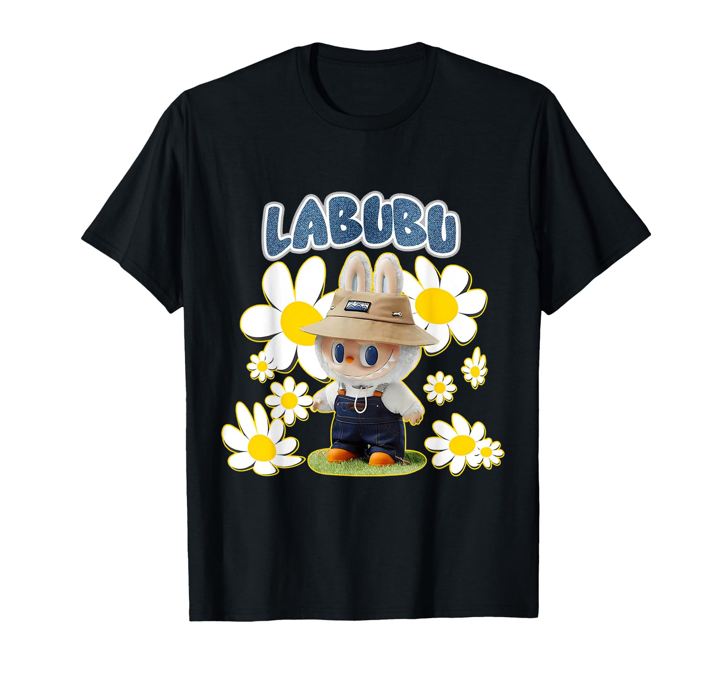 The Monsters Crew Neck Kurzarm T-Shirt Geschenk für Labubu-Liebhaber Schwarz