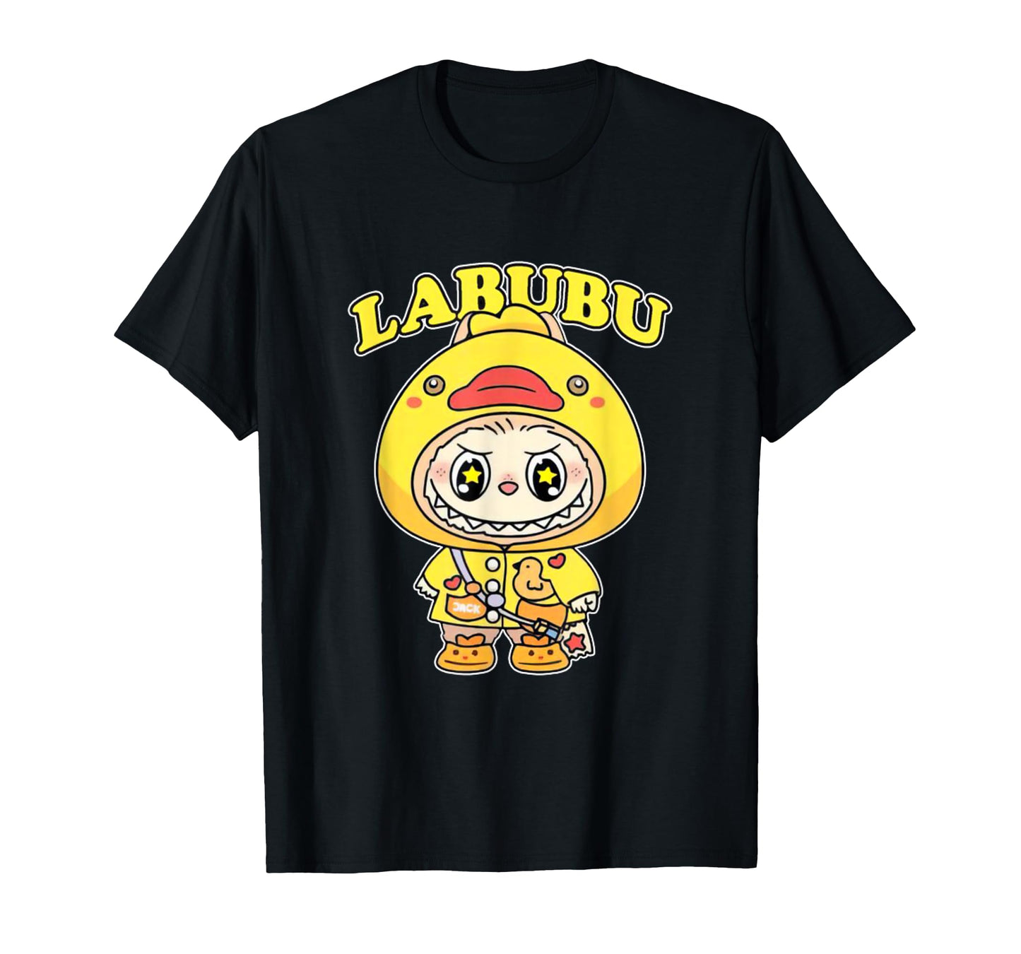The Monsters Crew Neck Kurzarm T-Shirt Geschenk für Labubu-Liebhaber Schwarz