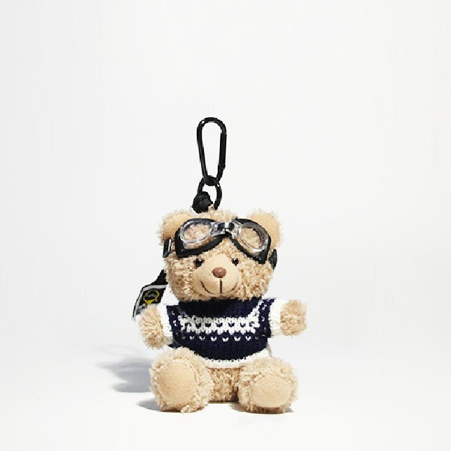 Encanto de bolso de peluche de aviador en blanco y negro