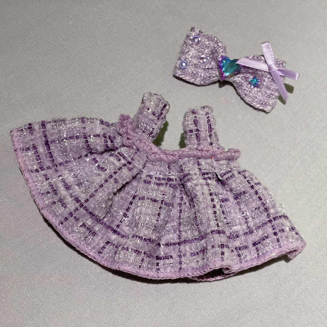 Purple Dress with Hairbow Necklace Keychain Labubo Clothes Labubo Clothing Macaron Clothes for Labubo