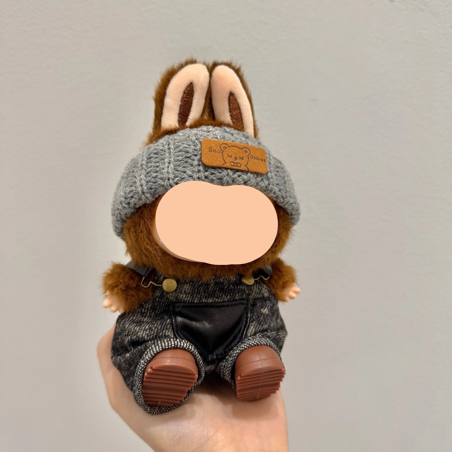 Labubo Clothes Black Overalls + Beanie Keychain Labubo Clothing Labubo Keychain Labubo Clothing