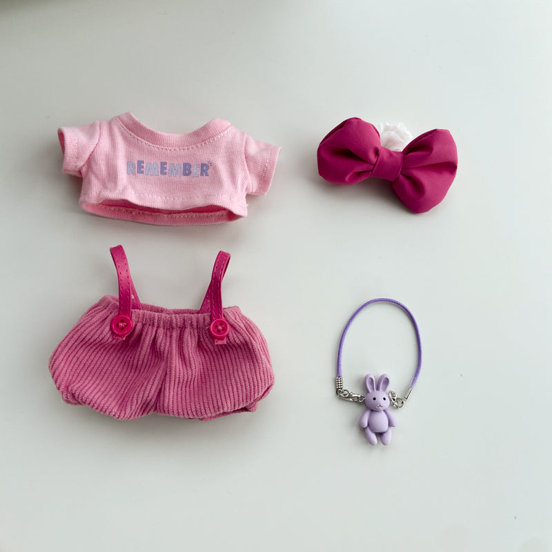 Labubo Clothes Pink overalls 17cm Labubo Clothing Have a Seat Labubo Doll Clothes