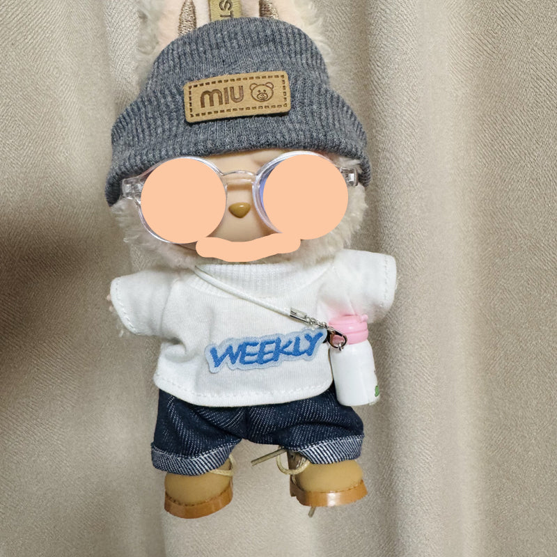 Clothes Labubo Shirt Jeans With Bottle Keychain Labubo Clothing Macaron Clothes for Labubo