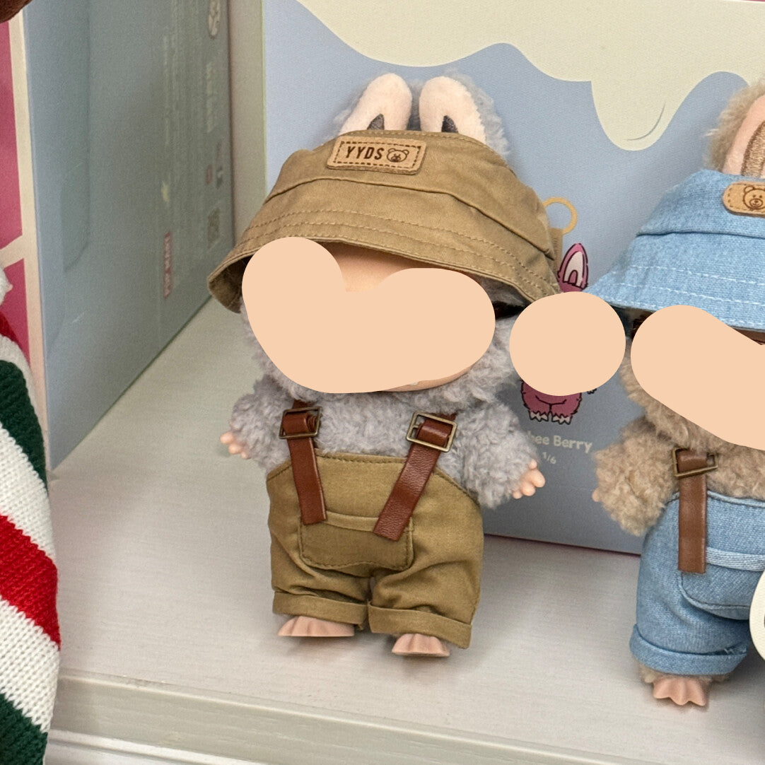 Red Overalls Keychain Labubo Clothes Have a Seat Labubo Doll Clothes Overalls with Glasses 17cm Labubo Clothing