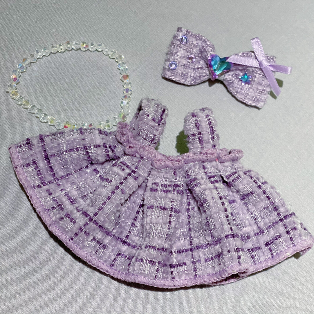 Keychain Labubo Clothes Purple Dress with Hairbow Labubo Clothing Macaron Clothes for Labubo