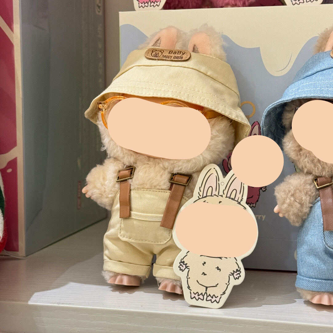 Red Overalls with Hat Keychain Labubo Clothes Have a Seat Labubo Doll Clothes Overalls with Hat 17cm Labubo Clothing