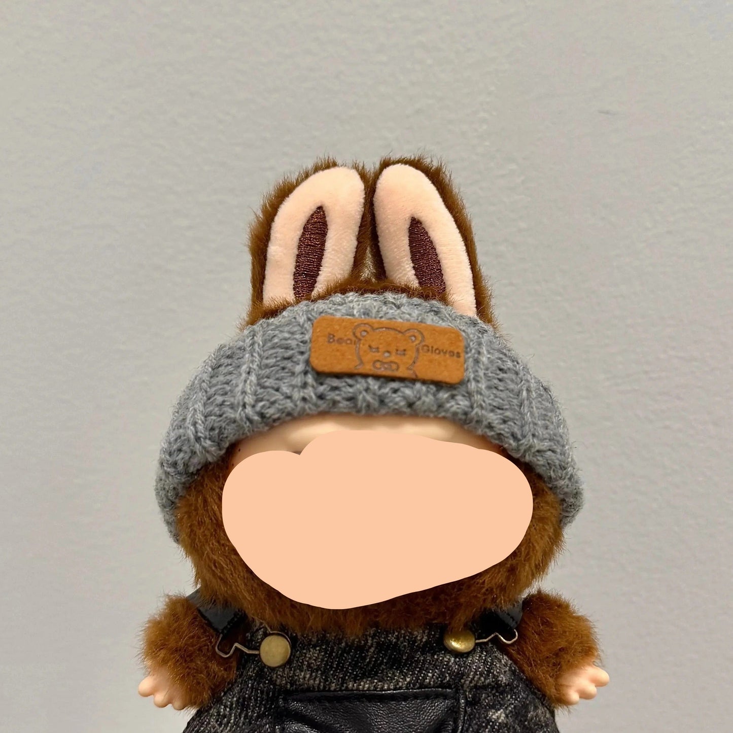 Labubo Clothes Black Overalls + Beanie Keychain Labubo Clothing Labubo Keychain Labubo Clothing