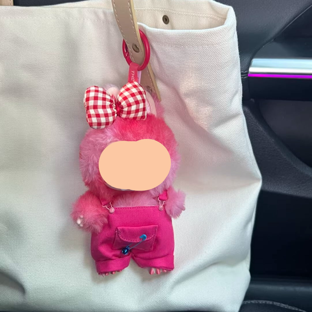 Blue Overalls + Hairbow Labubo Clothes Keychain Labubo Clothing Labubo Keychain Labubo Clothing