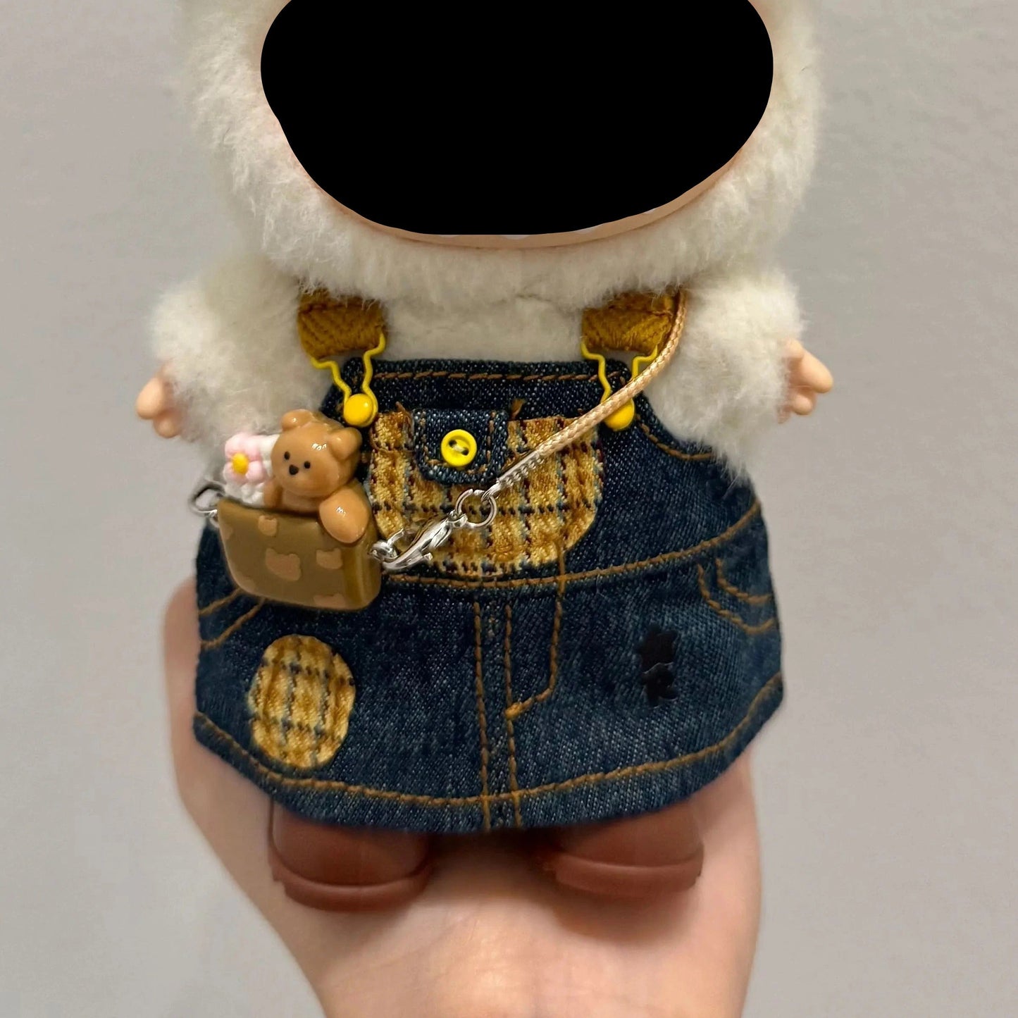Labubo Have A Seat Clothes Denim overalls skirt Clothes Labubo Keychain Labubo Clothing