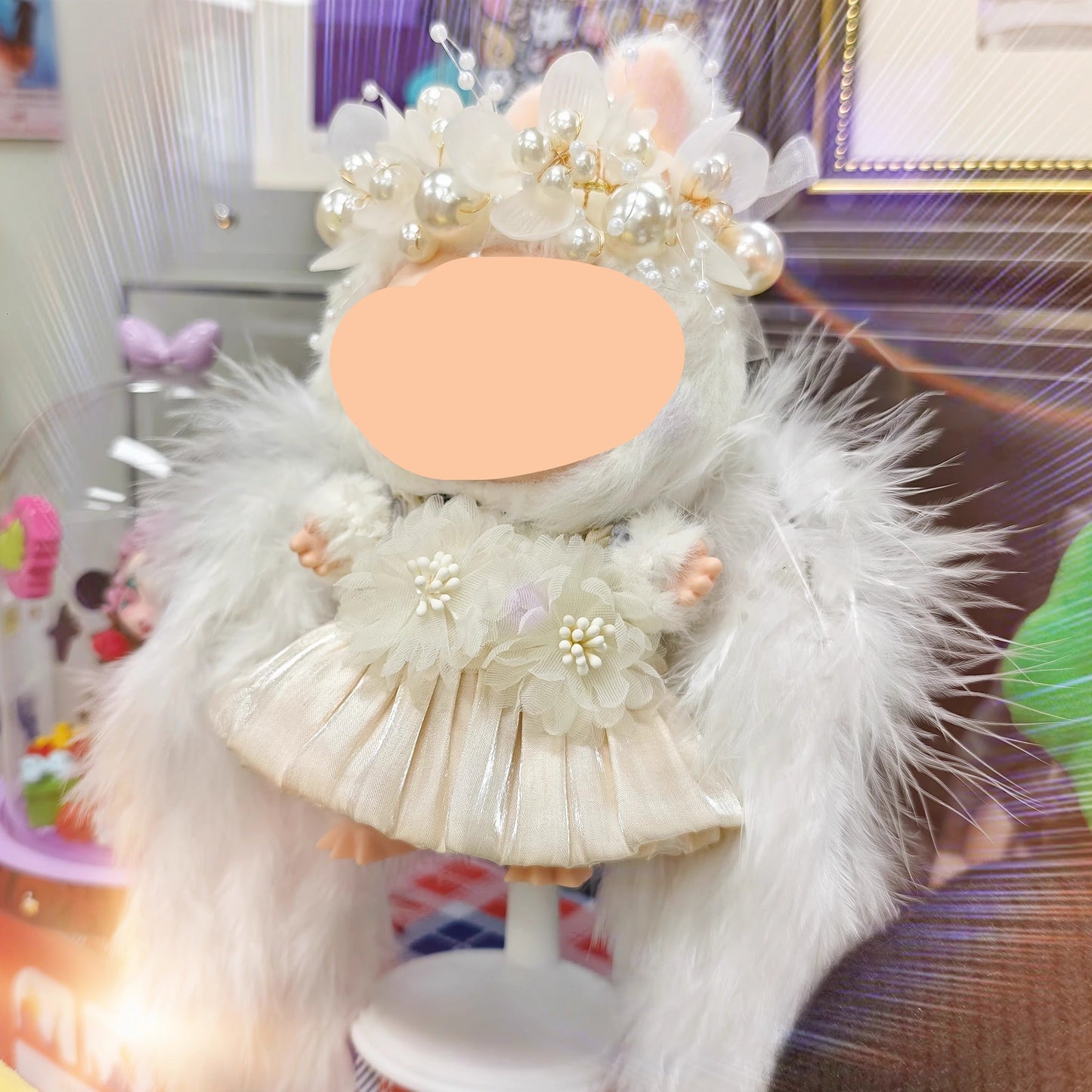 Wedding Dress With Wings Have a Seat Labubo Doll Clothes Wedding Keychain Labubo Clothes 17cm Labubo Clothing