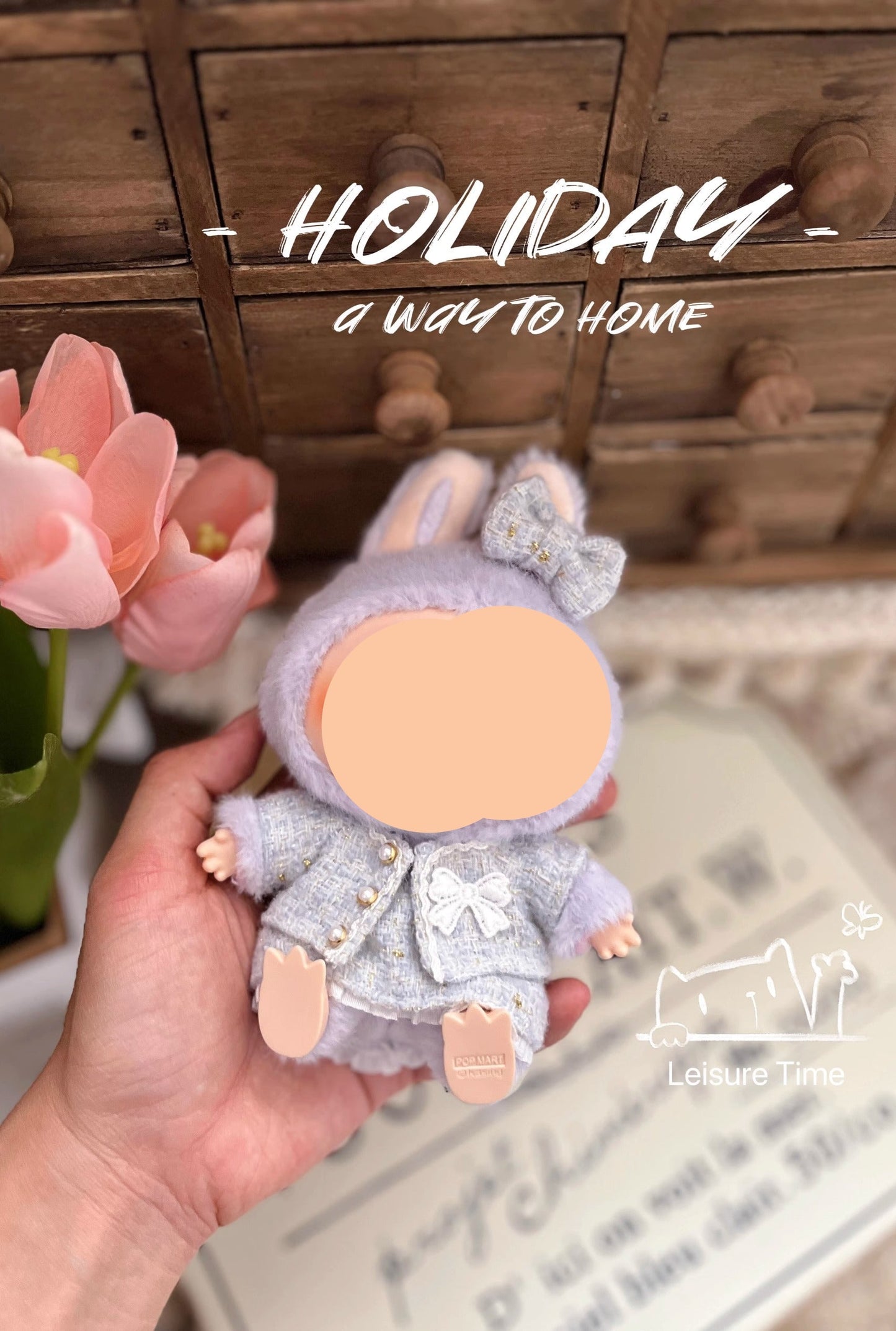 Black Tweed Set With Hairbow Keychain Labubo Clothing Labubo Keychain Labubo Clothing
