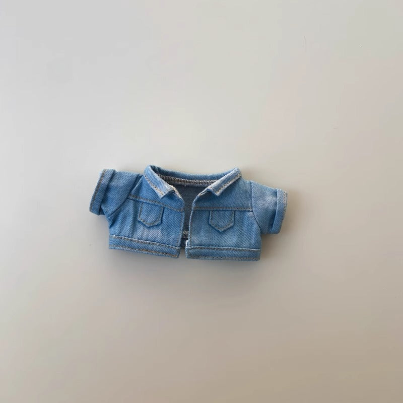 Labubo Clothing Keychain Labubo Clothes Denim jacket + strawberry skirt + hair bow Macaron Clothes for Labubo