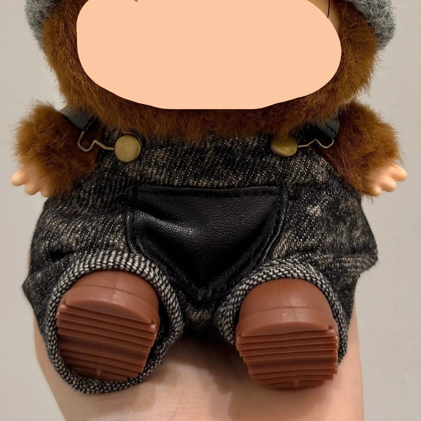Labubo Clothes Black Overalls + Beanie Keychain Labubo Clothing Labubo Keychain Labubo Clothing