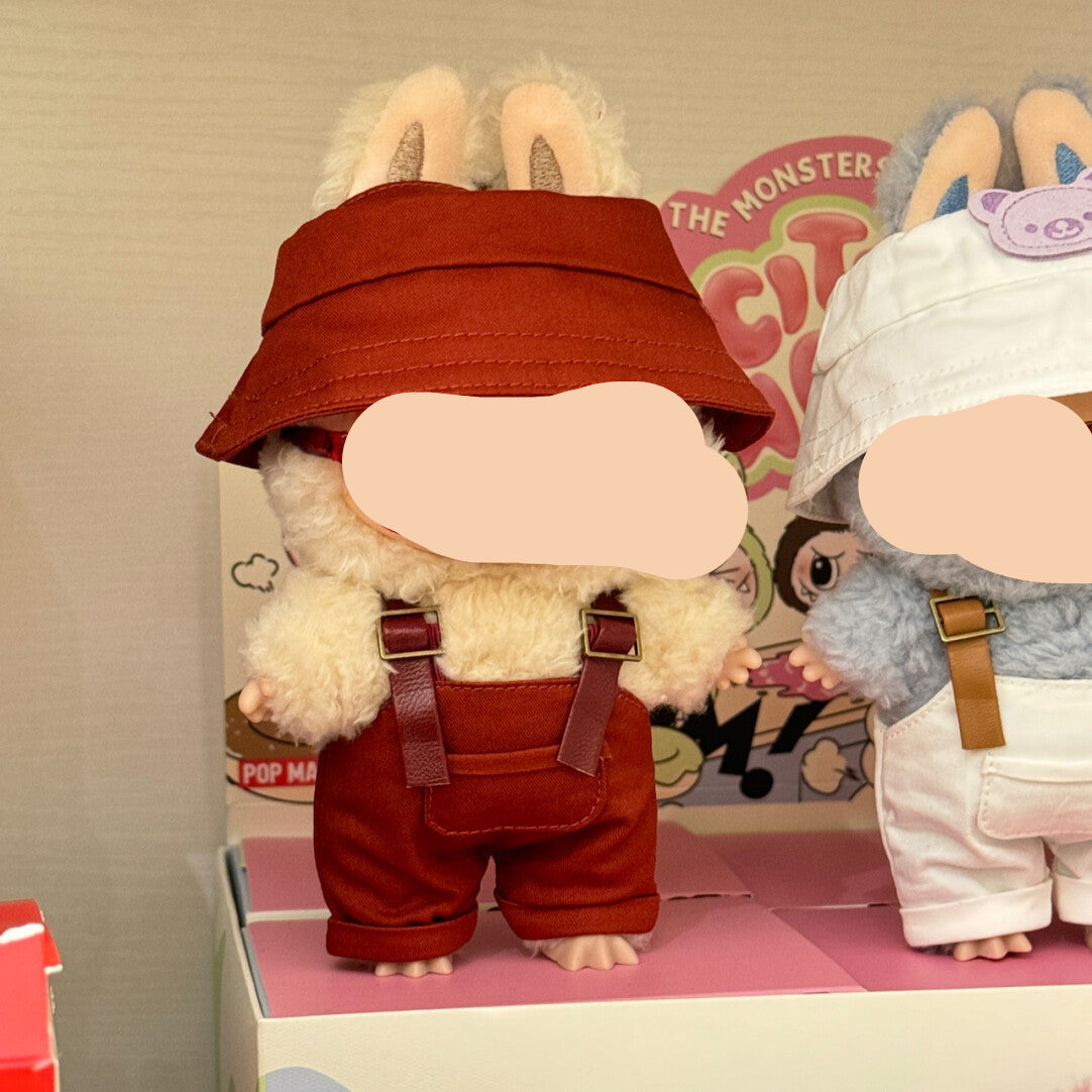 Red Overalls with Hat Keychain Labubo Clothes Have a Seat Labubo Doll Clothes Overalls with Hat 17cm Labubo Clothing