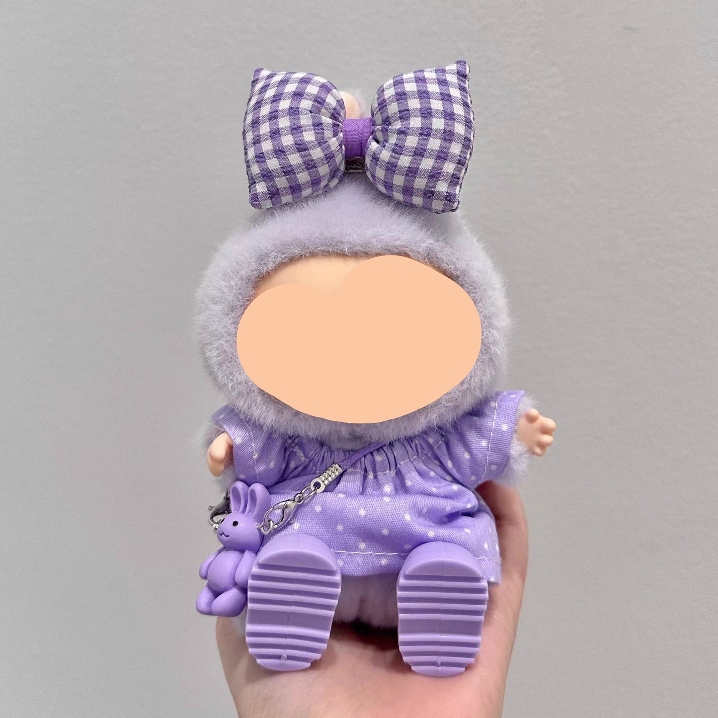 Labubo Clothes Purple Top + Hairbow Keychain Labubo Clothing Labubo Labubo Doll Clothes