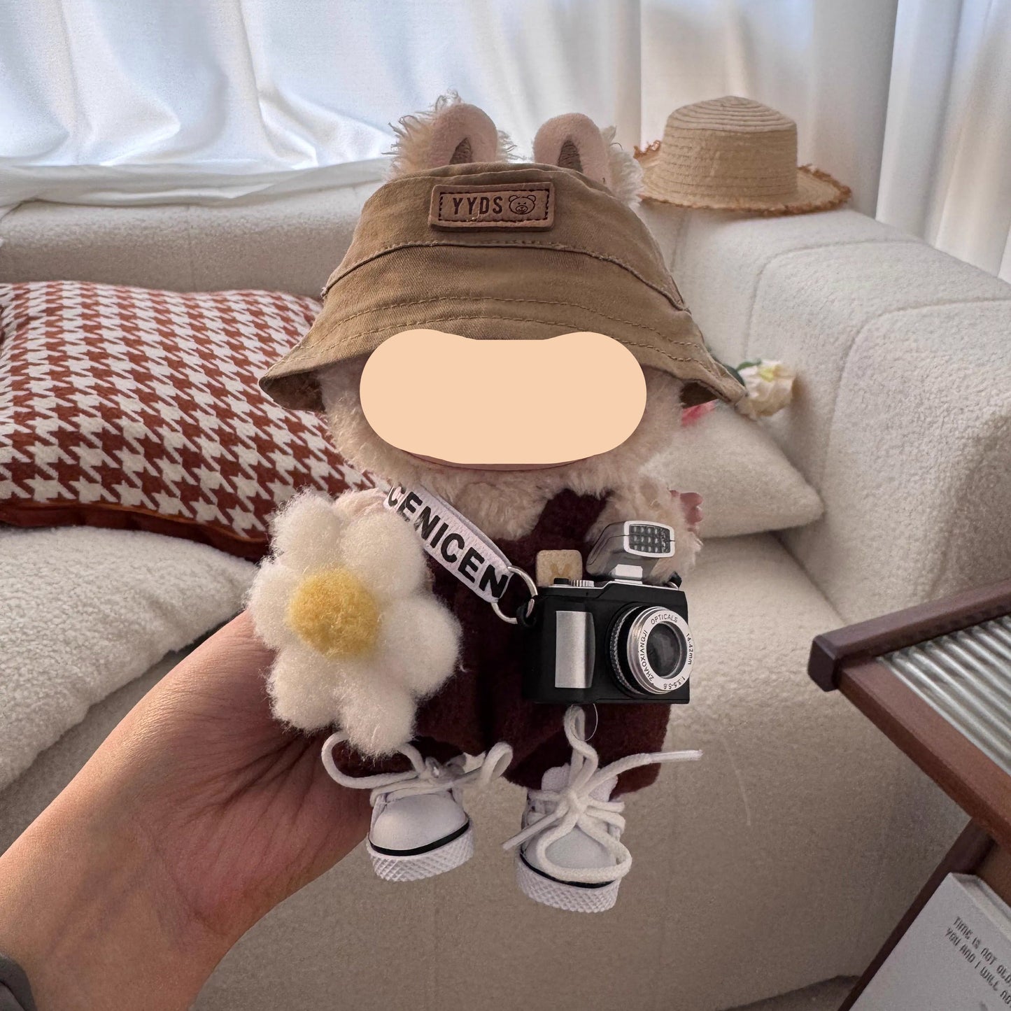 Bear Toy Overalls with Glasses Have a Seat Labubo Doll Clothes Macaron Clothes for Labubo Keychain Labubo Clothes 17cm Labubo Clothing