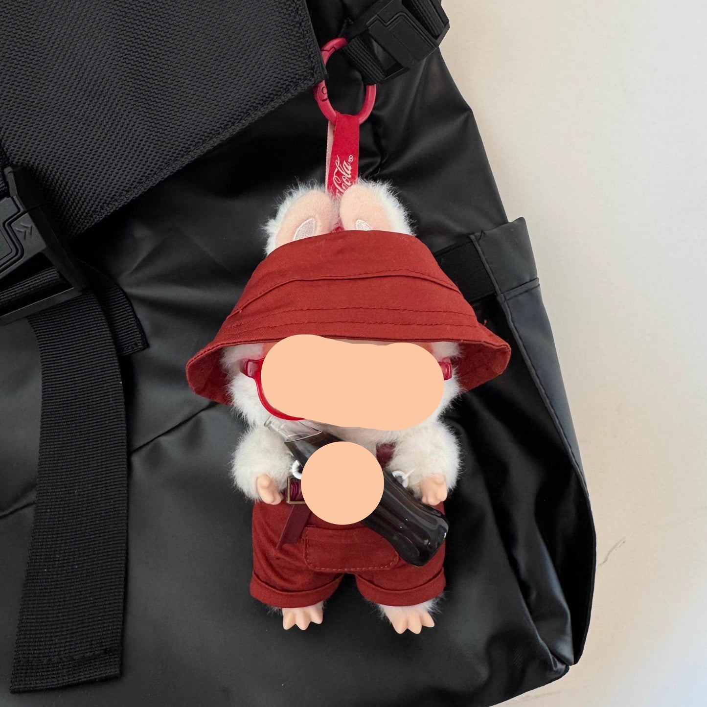 Keychain Labubo Clothes Overalls Have a Seat Labubo Doll Clothes Pink Overalls With Glasses Hat 17cm Labubo Clothing