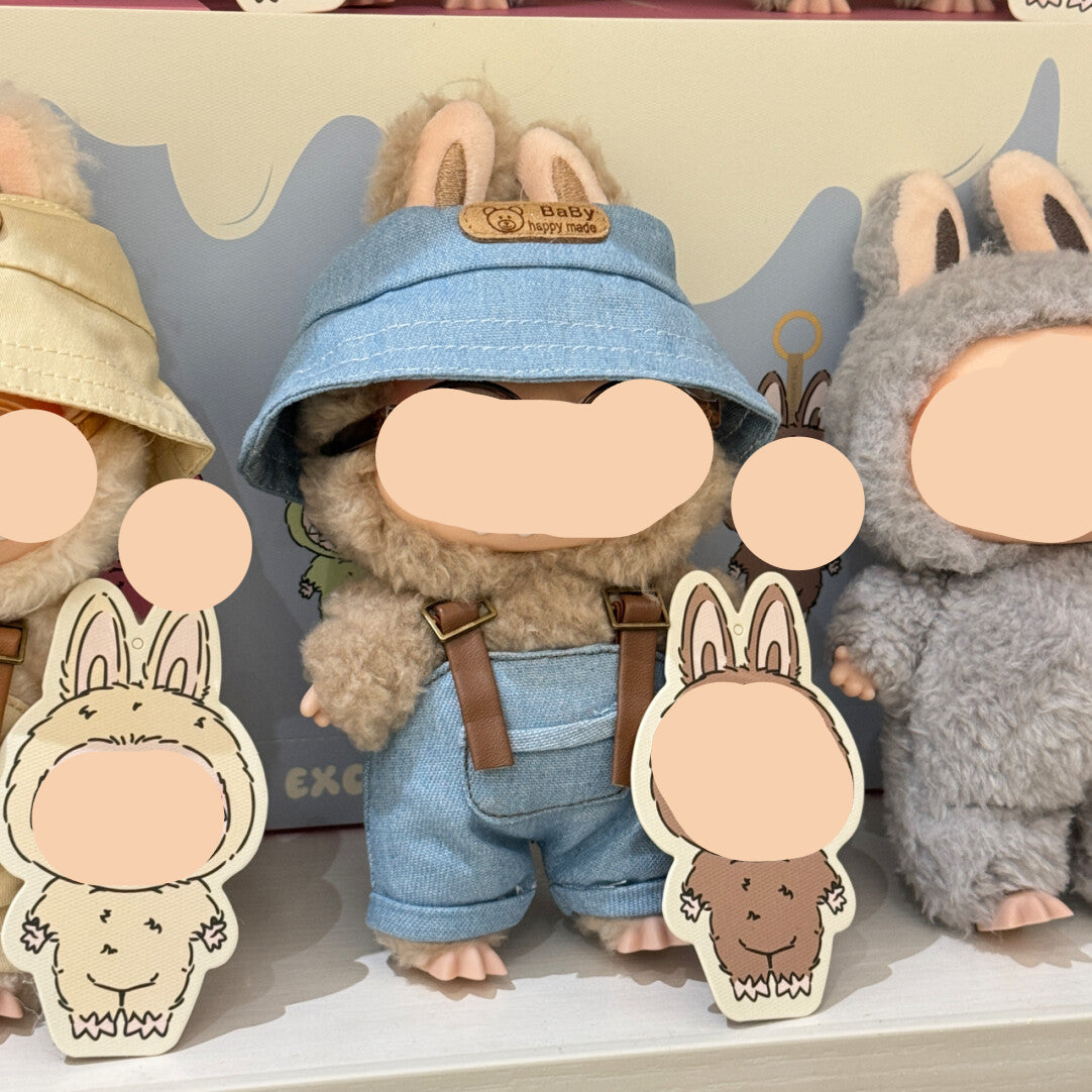 17cm Labubo Clothing Overalls Keychain Labubo Clothes Overalls Have a Seat Labubo Doll Clothes Macaron Clothes for Labubo