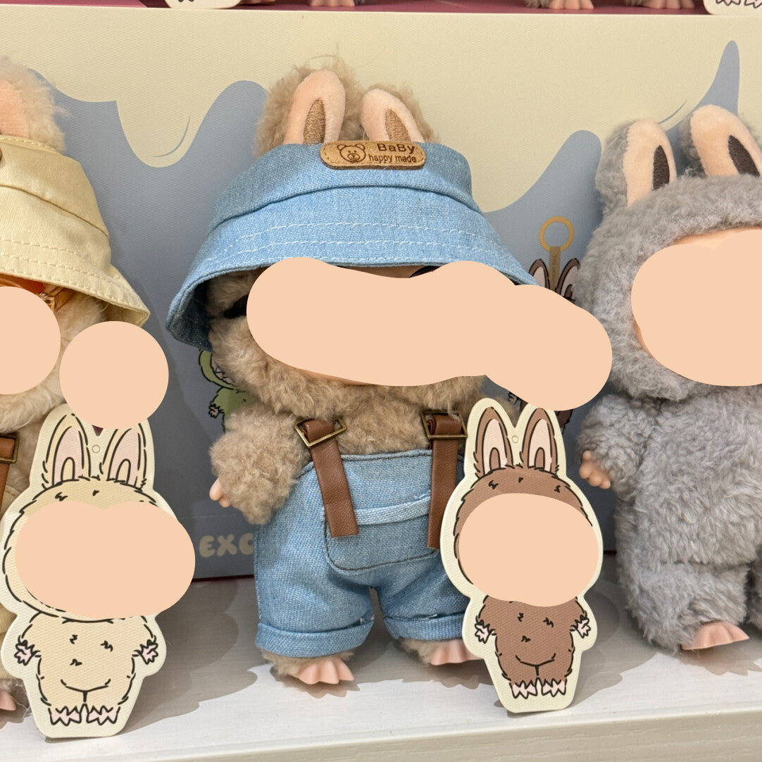 Red Overalls Keychain Labubo Clothes Have a Seat Labubo Doll Clothes Overalls with Glasses 17cm Labubo Clothing