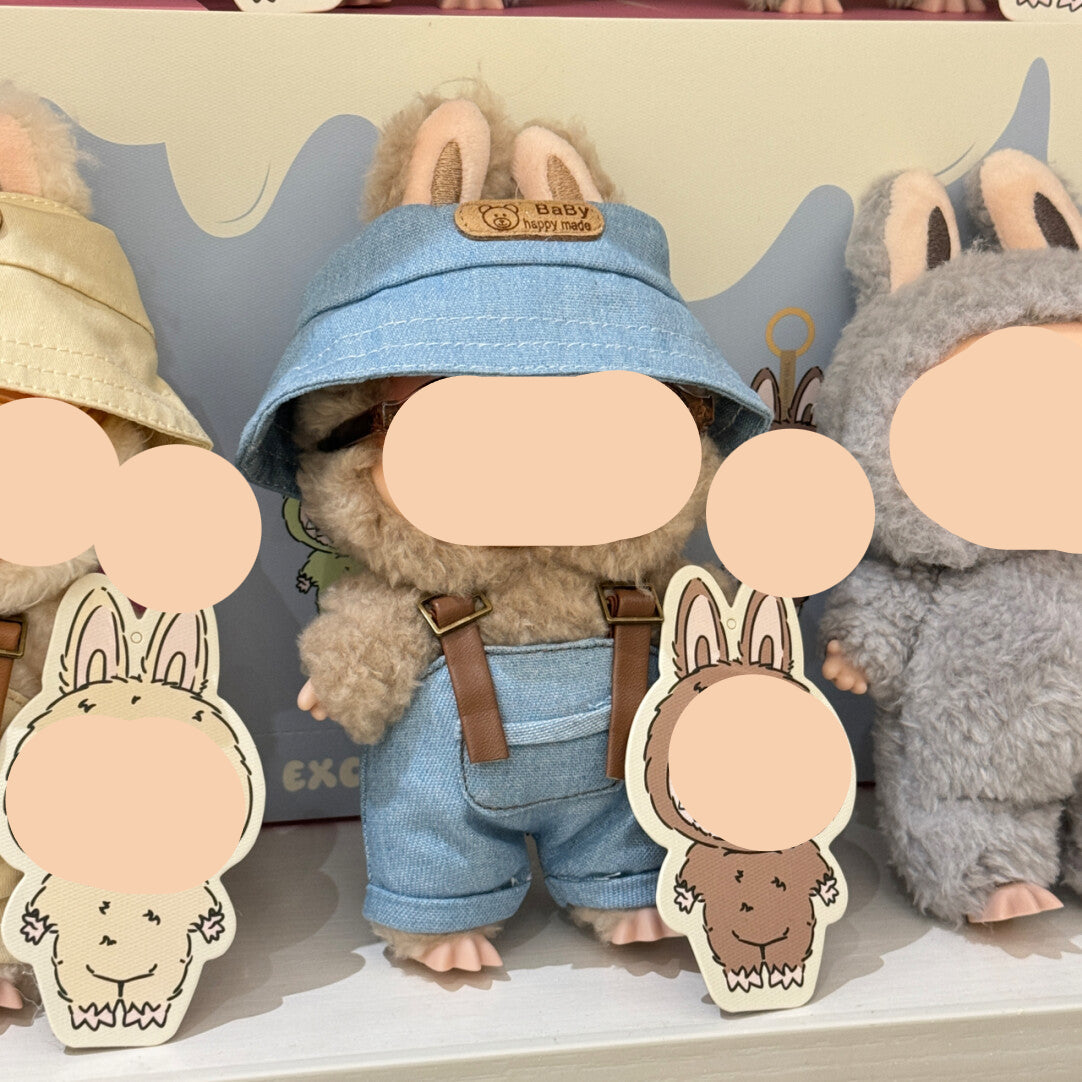 Red Overalls with Hat Keychain Labubo Clothes Have a Seat Labubo Doll Clothes Overalls with Hat 17cm Labubo Clothing