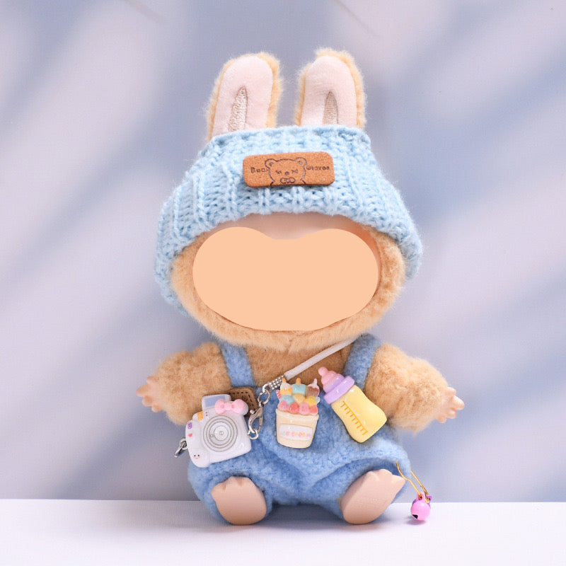 Have a Seat Labubo Doll Clothes Red Overalls with Camera Macaron Clothes for Labubo Keychain Labubo Clothes 17cm Labubo Clothing