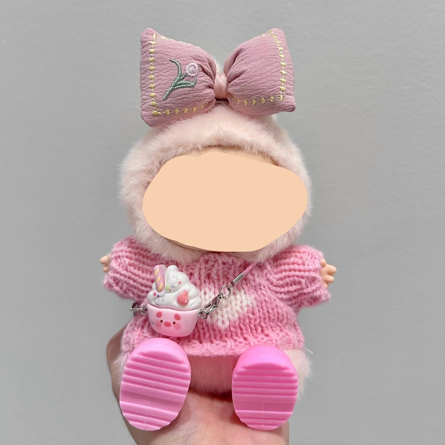 Cardigan Macaron Clothes for Labubo with Bottle Have a Seat Labubo Doll Clothes With Bottle Fashion Keychain Labubo Clothes 17cm Labubo Clothing