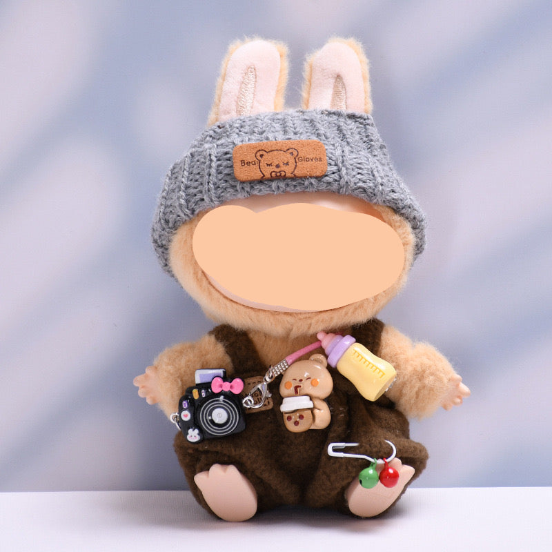 Have a Seat Labubo Doll Clothes Purple Overalls with Camera Macaron Clothes for Labubo Keychain Labubo Clothes 17cm Labubo Clothing