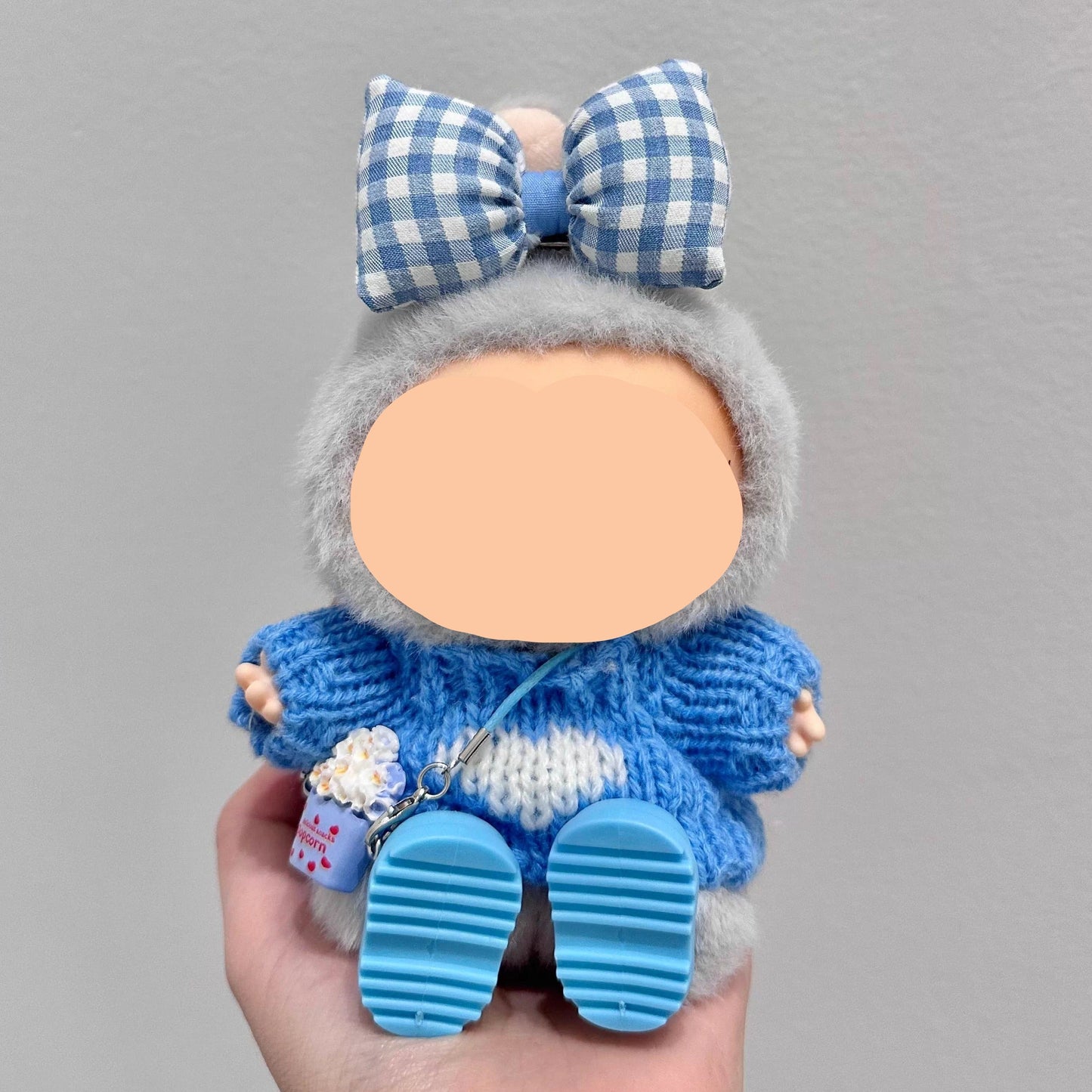 Labubo Clothes Blue Sweater With Hairbow Keychain Labubo Clothing Labubo Labubo Doll Clothes