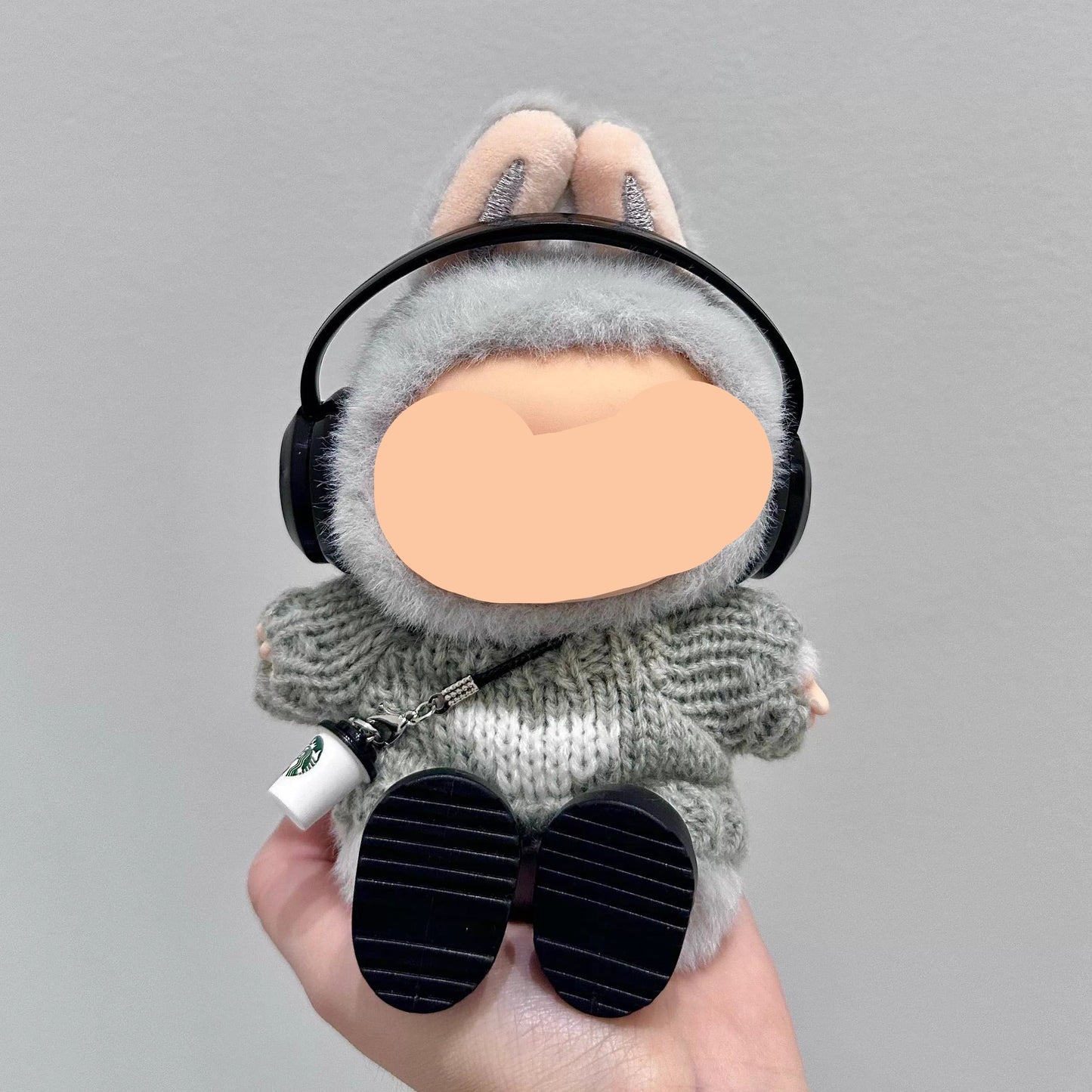 Labubo Clothes Gray Sweater With Hairbow Keychain Labubo Clothing Labubo Labubo Doll Clothes