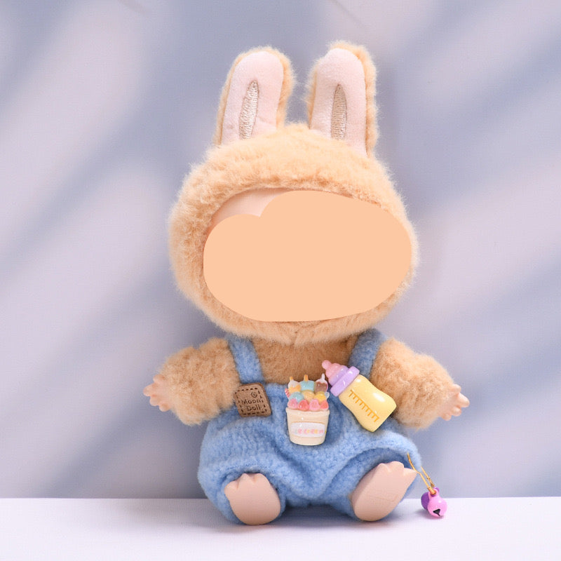 Have a Seat Labubo Doll Clothes 17cm Labubo Clothing Purple Overalls Macaron Clothes for Labubo Keychain Labubo Clothes