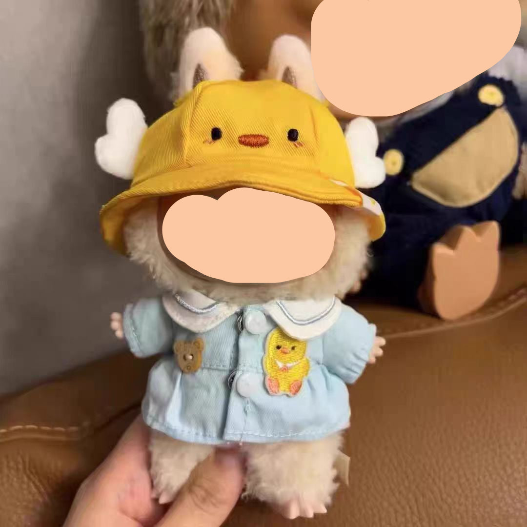 Spring Labubo Outfits Kindergarten Set + Hat Accessories Fashion Keychain Labubo Clothing Labubo Outfit