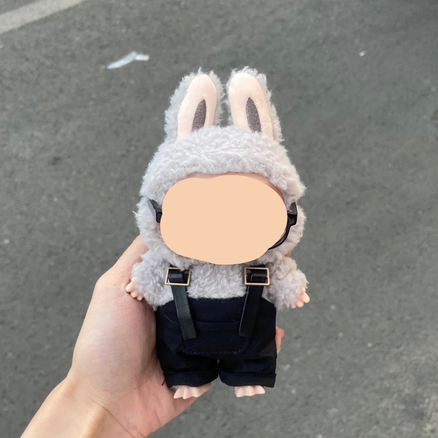 Red Overalls Keychain Labubo Clothes Have a Seat Labubo Doll Clothes Overalls with Glasses 17cm Labubo Clothing