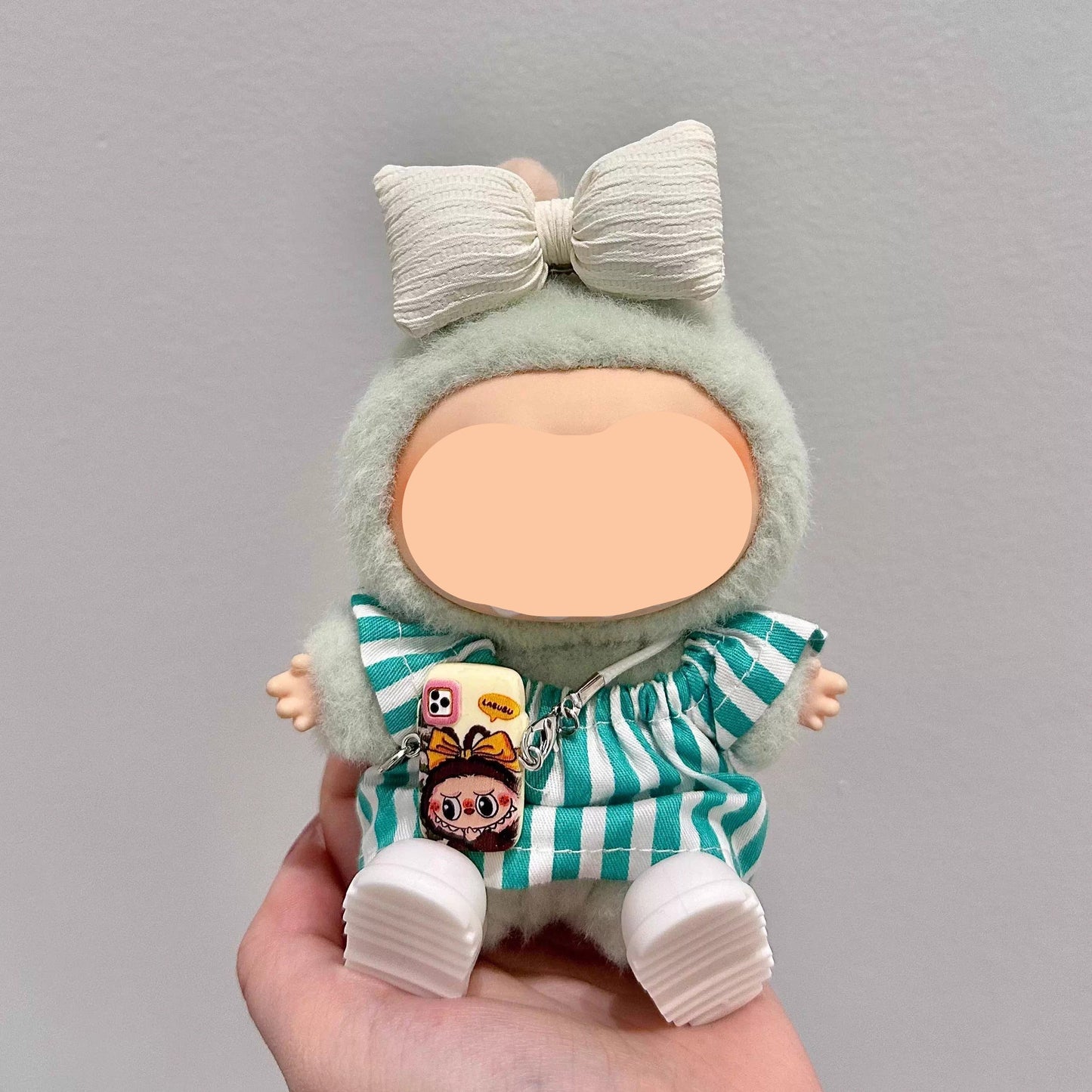 Labubo Clothes Green Top + Hairbow Keychain Labubo Clothing Labubo Labubo Doll Clothes